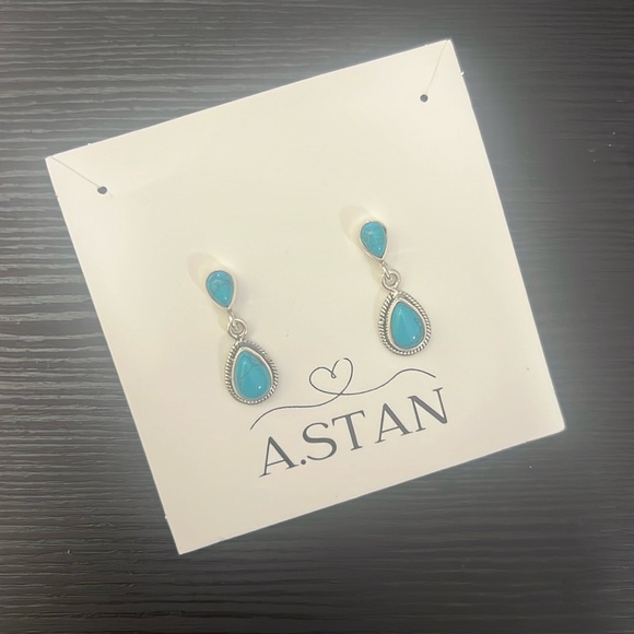 Silver 925 and turquoise stone earrings - Picture 1 of 2